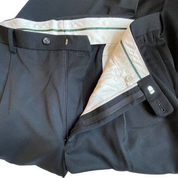 Greg Peters Virgin Wool Black Men's Dress Pants with 2 Front Pleats  Size 38 - Picture 3 of 6